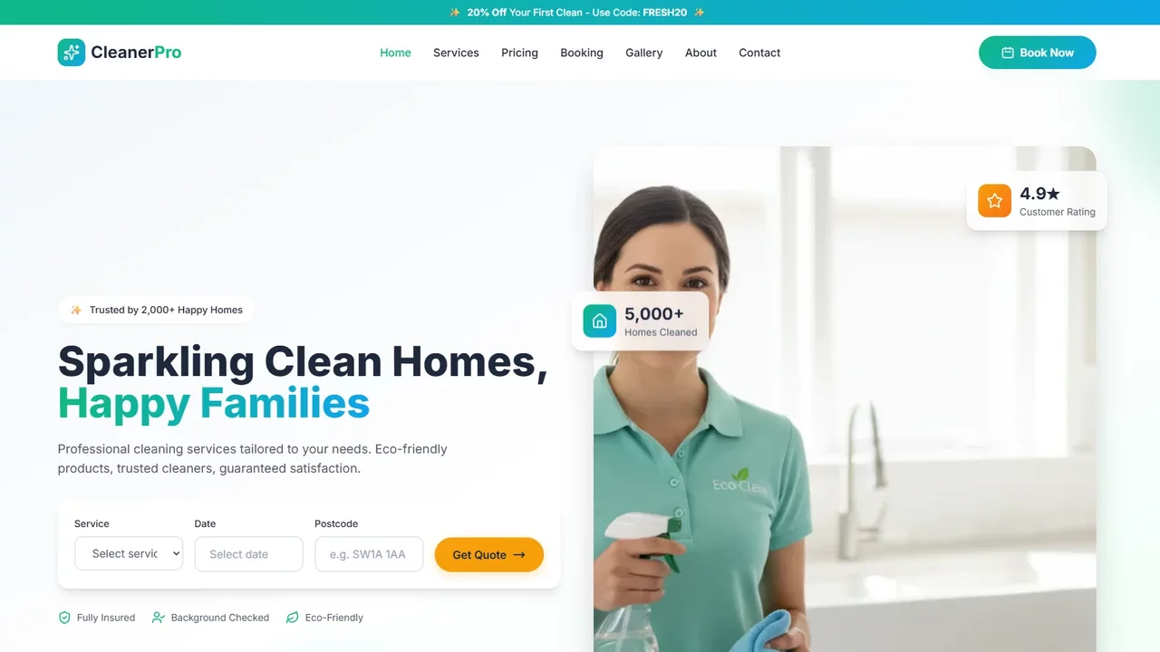 CleanerPro website design